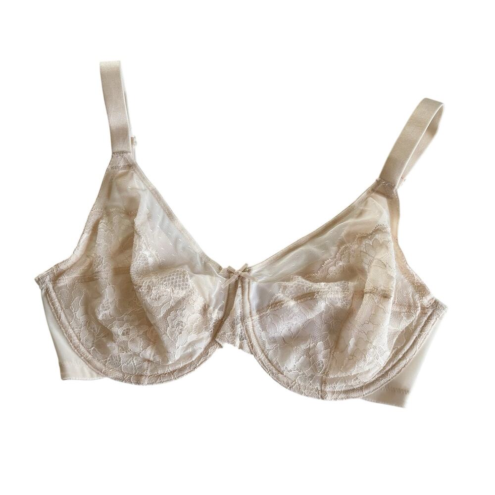 HSIA Enchante Cream Lace Soft Mesh Underwire Bra Women's Size 34DD NWT Lingerie